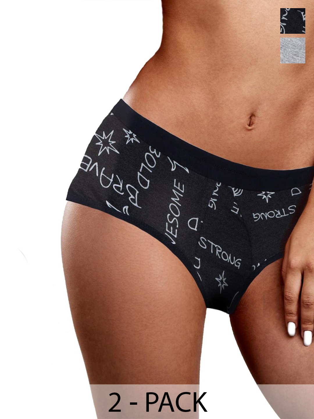 

DChica Set Of 2 Reusable Period Panty For Women, Black