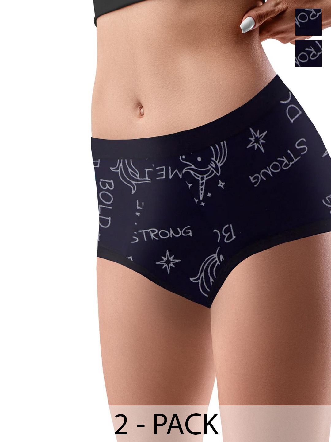 

DChica Set Of 2 Reusable Period Panty For Women, Navy blue