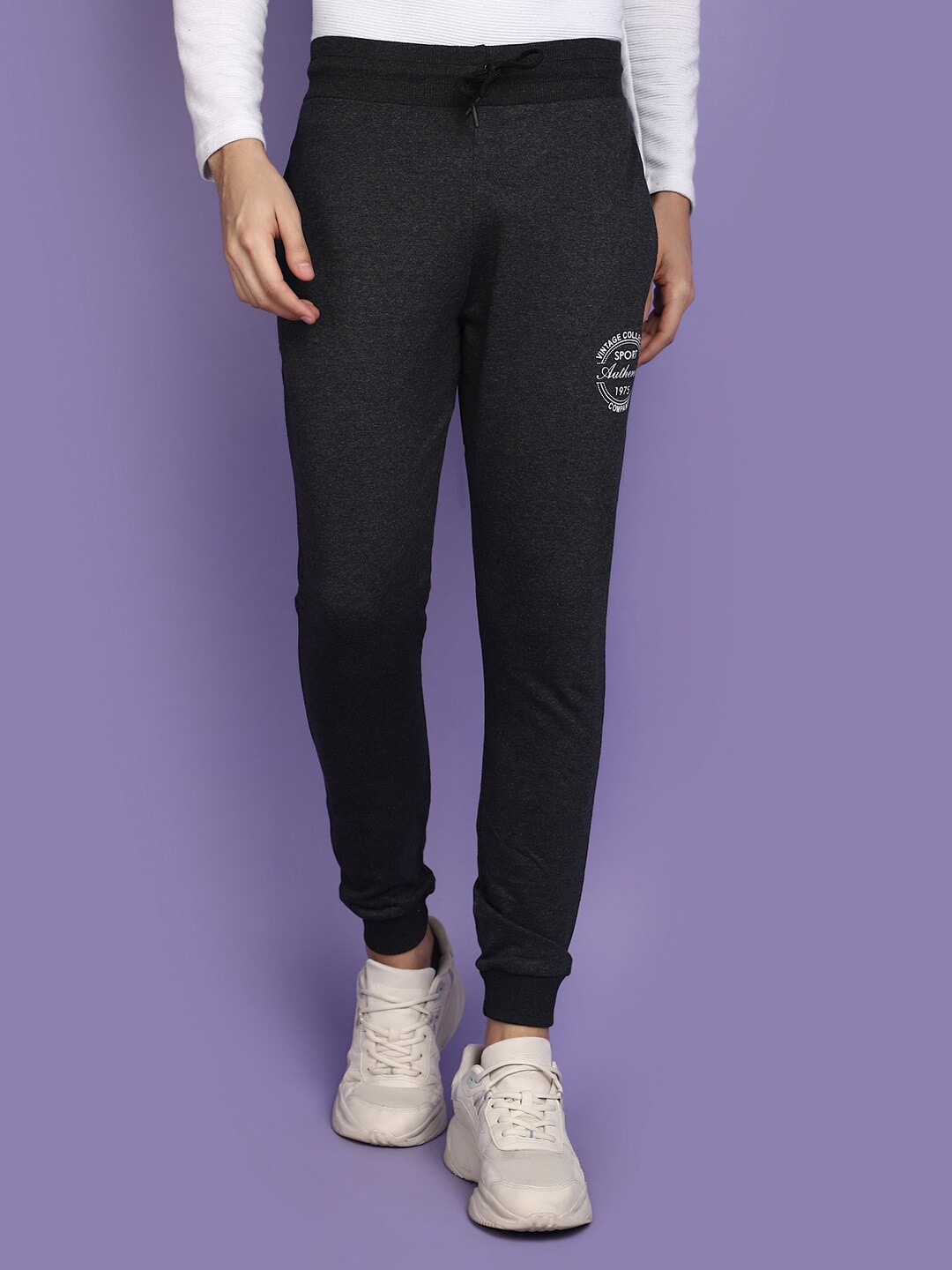 

V-Mart Men Mid-Rise Cotton Joggers, Charcoal