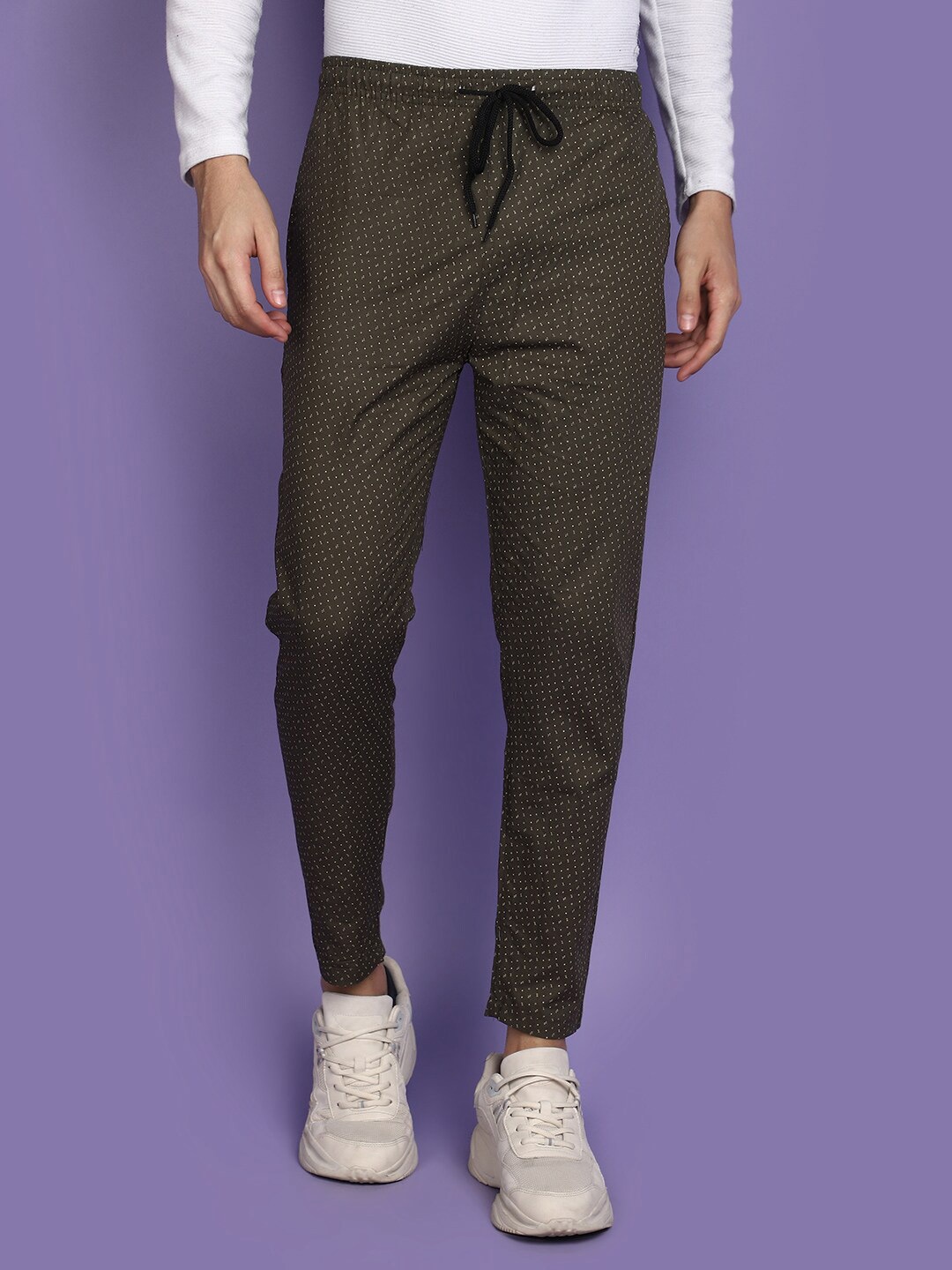 

V-Mart Men Abstract Printed Cotton Track Pant, Green