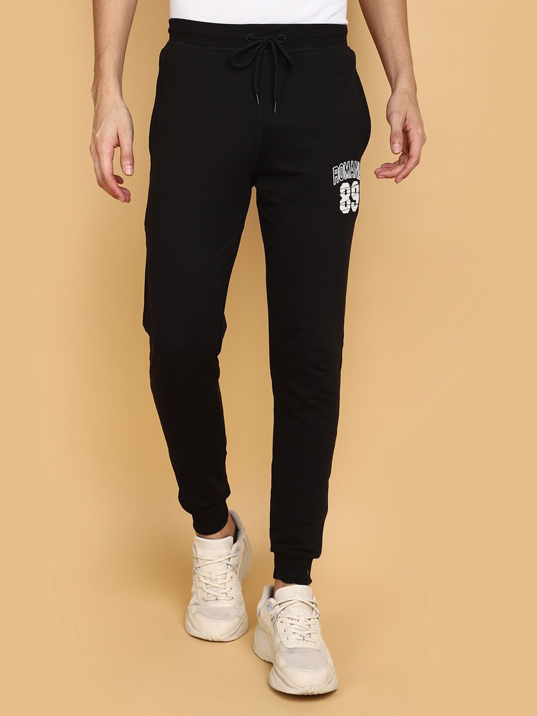 

V-Mart Men Mid-Rise Cotton Joggers, Black