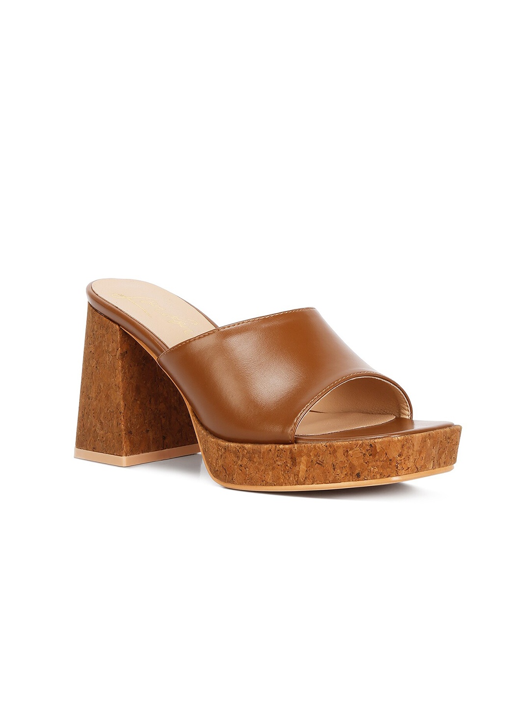 

London Rag Open Toe Block Heels, Tan