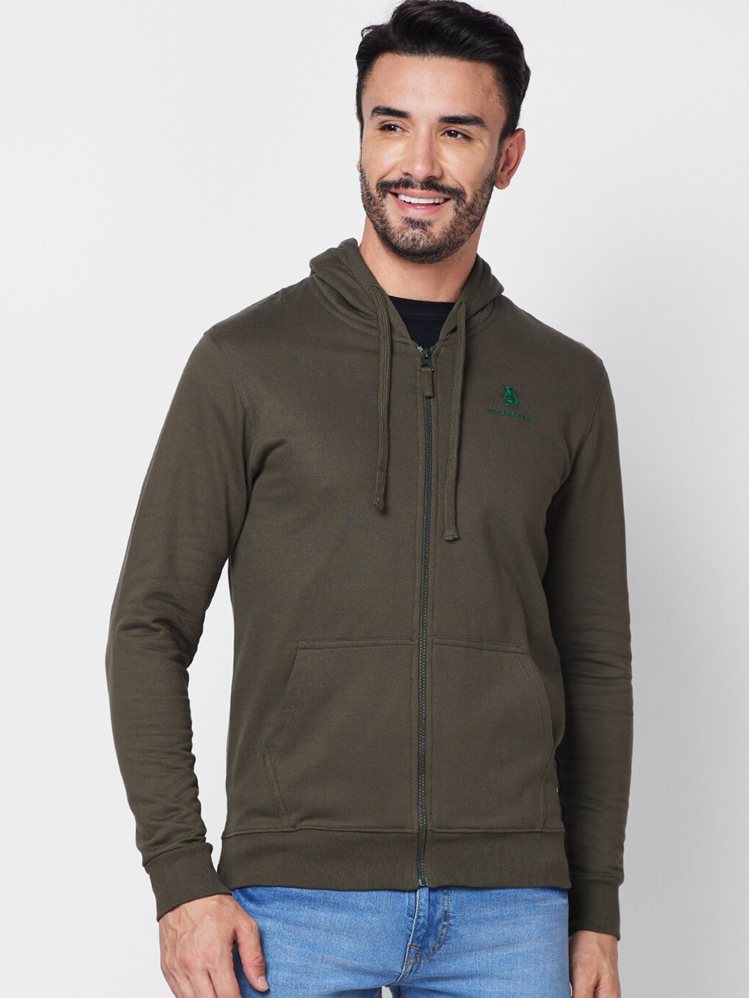 

GIORDANO Hooded Pure Cotton Sweatshirt, Olive