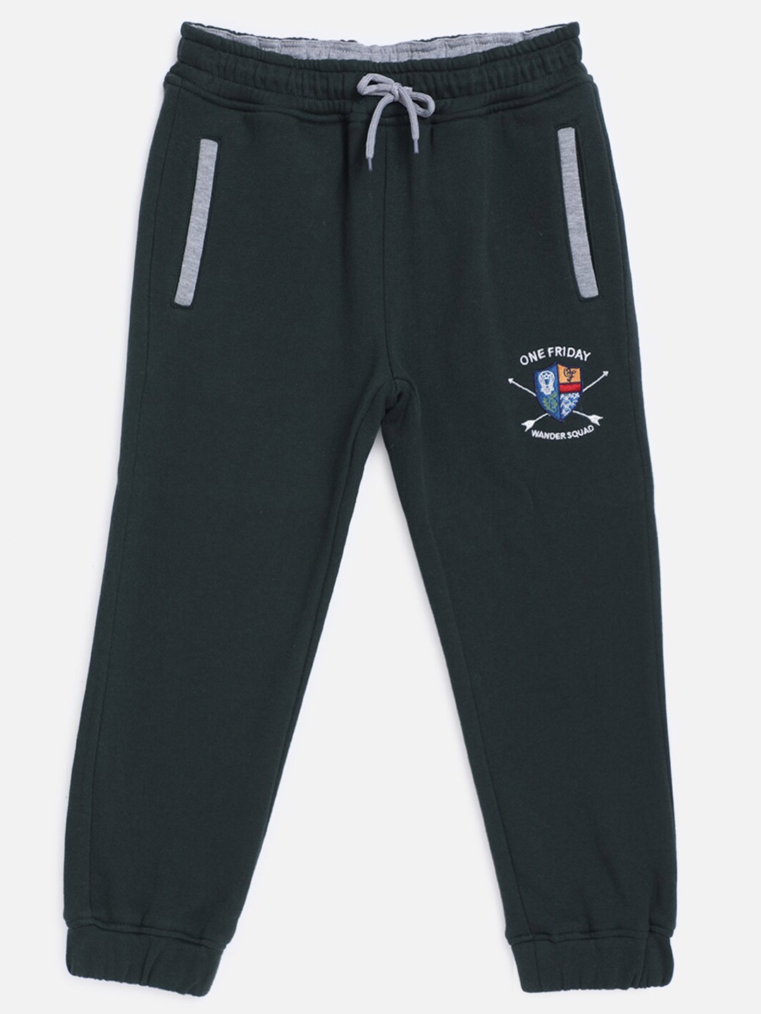 

One Friday Boys Mid-Rise Embroidered Detail Joggers, Green