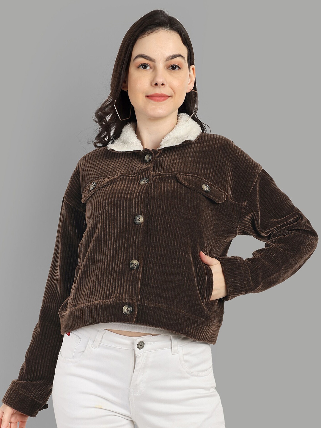 

The Roadster Lifestyle Co. Spread Collar Corduroy Tailored Jacket, Brown