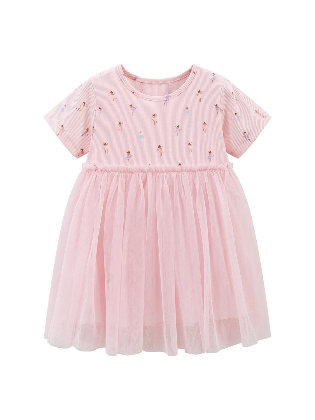 

StyleCast Round Neck A-Line Casual Graphic Short Sleeves Knee Length Cotton Dress, Pink