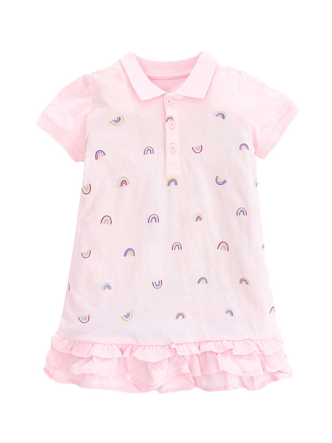 

StyleCast Shirt Collar Fit and Flare Geometric Short Sleeves Knee Length Cotton Dress, Pink
