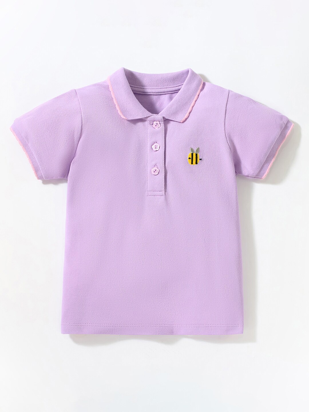 

StyleCast Girls Purple Embroidered Shirt Collar Cotton Top