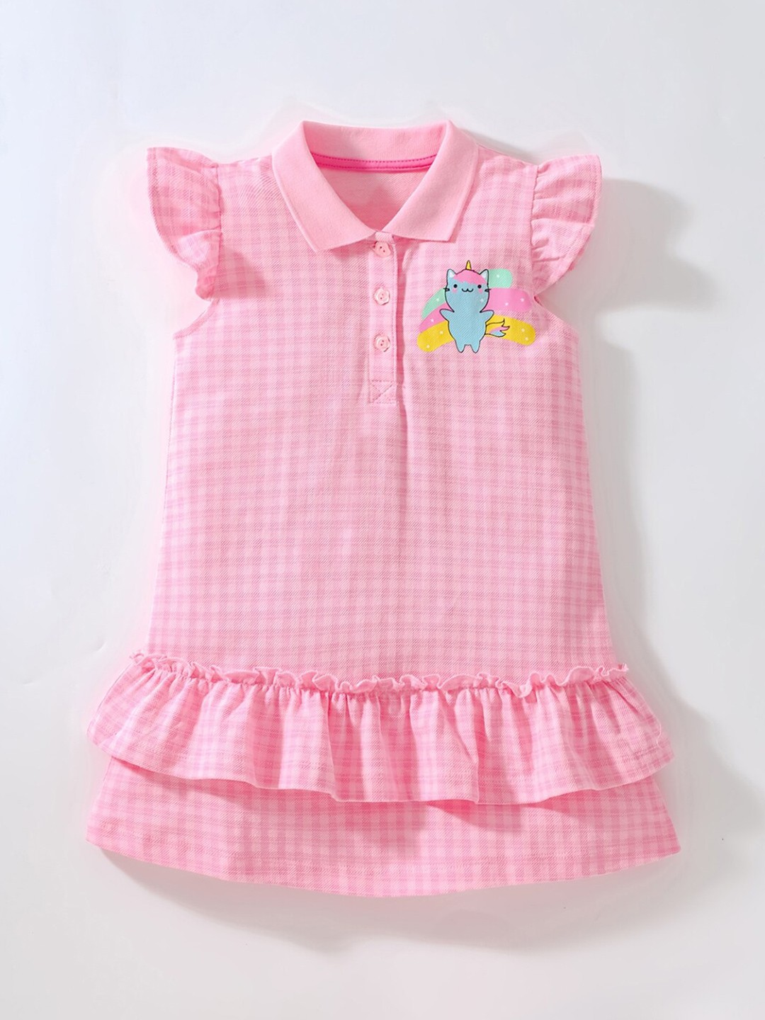 

StyleCast Shirt Collar Checked A-Line Dress, Pink
