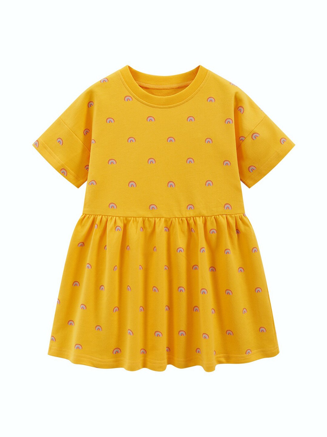 

StyleCast Printed Round Neck Cotton A-Line Dress, Yellow