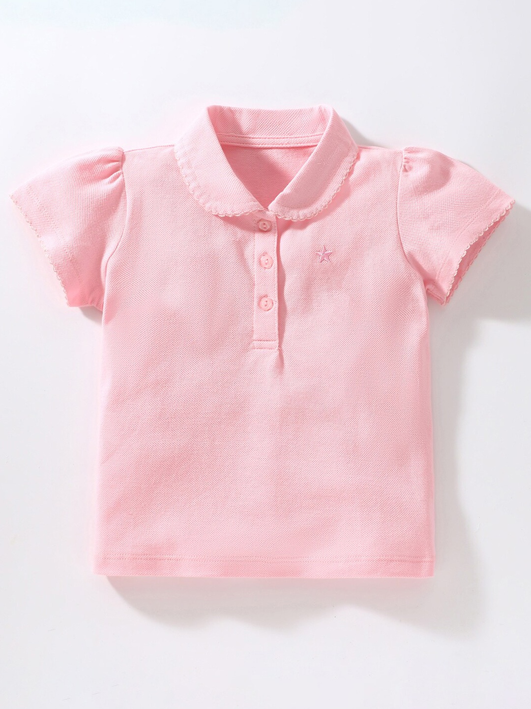

StyleCast Girls Pink Self Design Shirt Collar Cotton Top