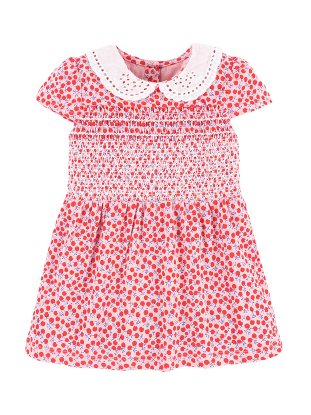 

StyleCast Pink & White Floral Printed Cotton Peter Pan Collar A-Line Dress