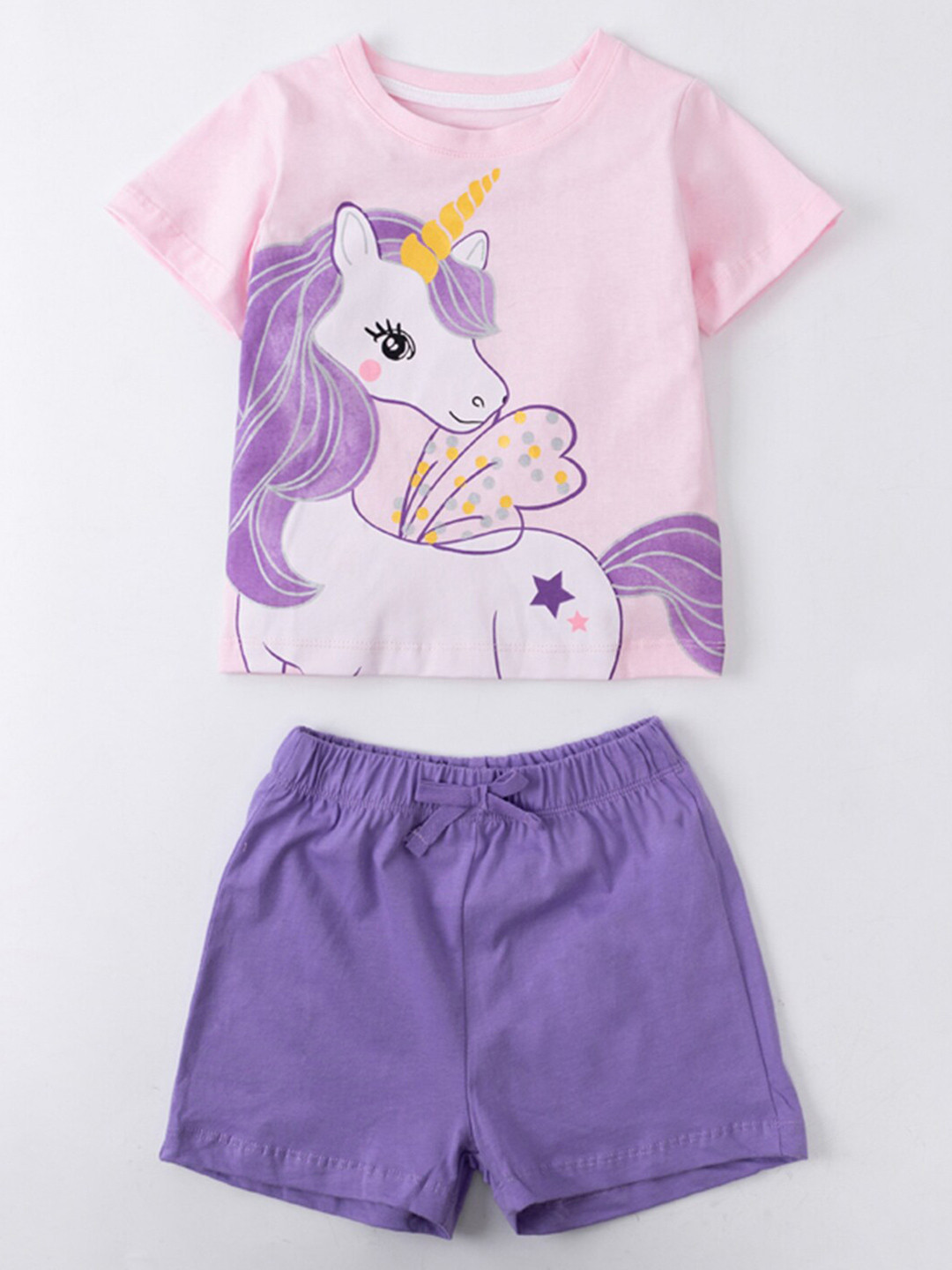 

StyleCast Girls Pink Printed Pure Cotton T-shirt With Shorts