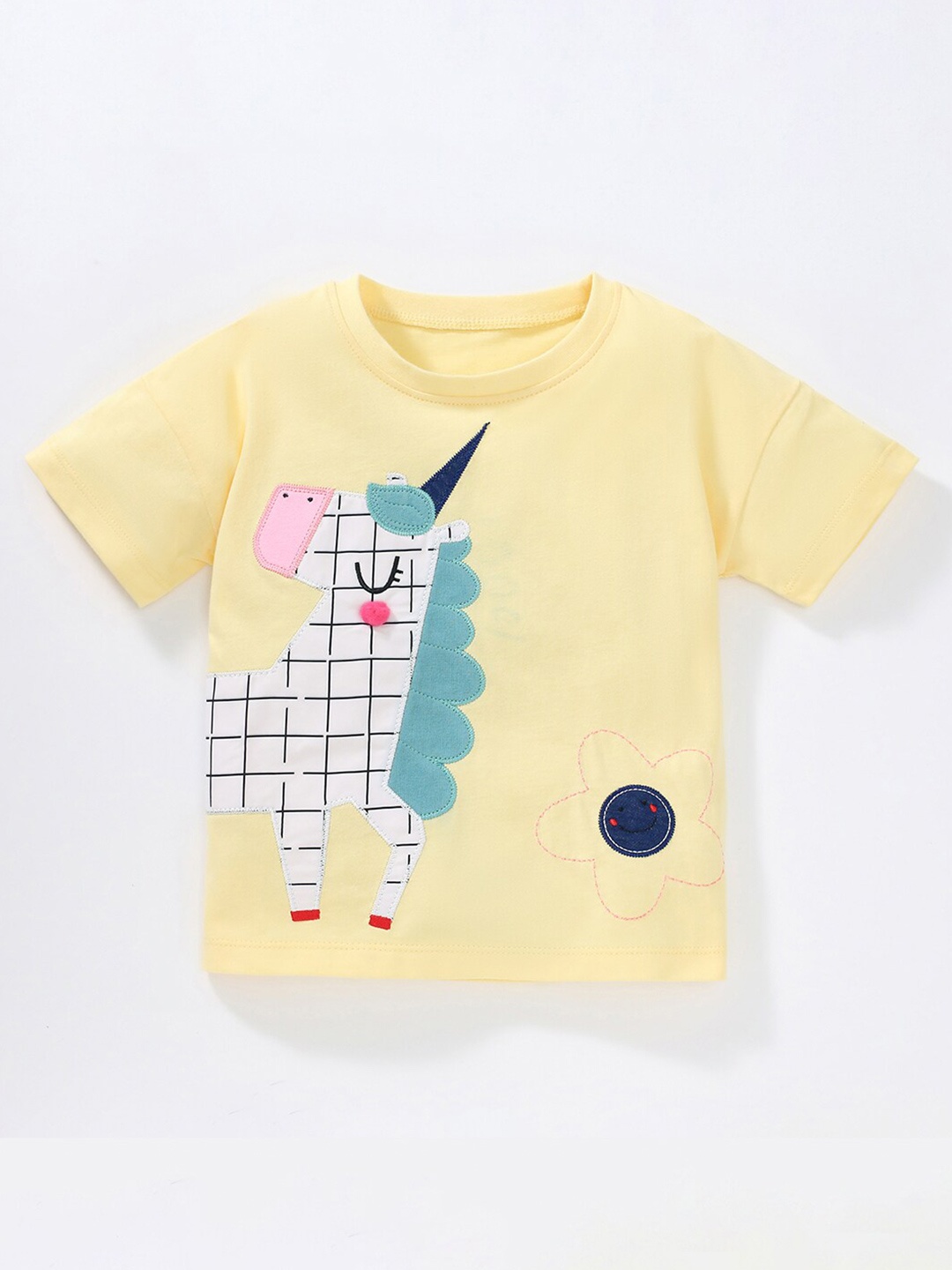 

StyleCast Girls Yellow & White Applique Work Cotton Top