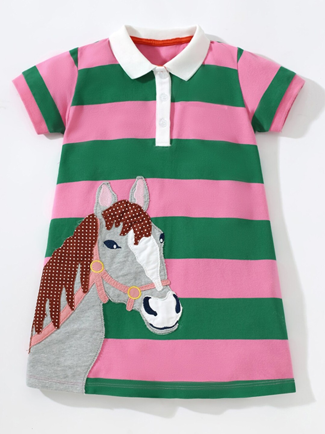 

StyleCast Girls Striped Printed Pure Cotton A-Line Dress, Pink