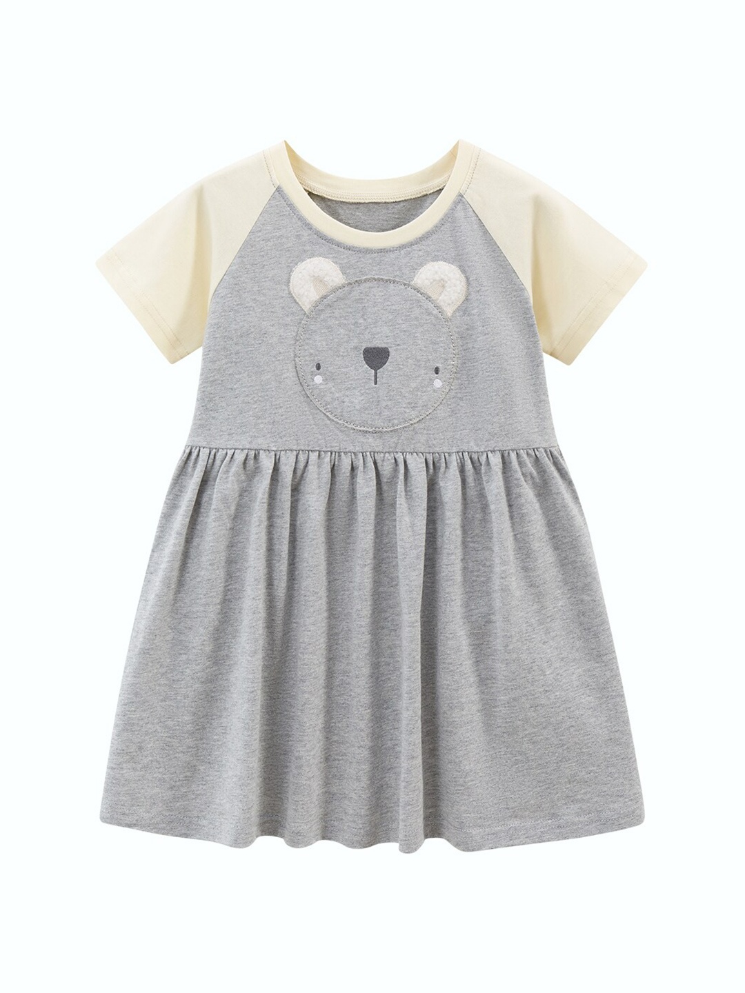 

StyleCast Girls Grey Animal Printed Cotton Round Neck A-Line Dress