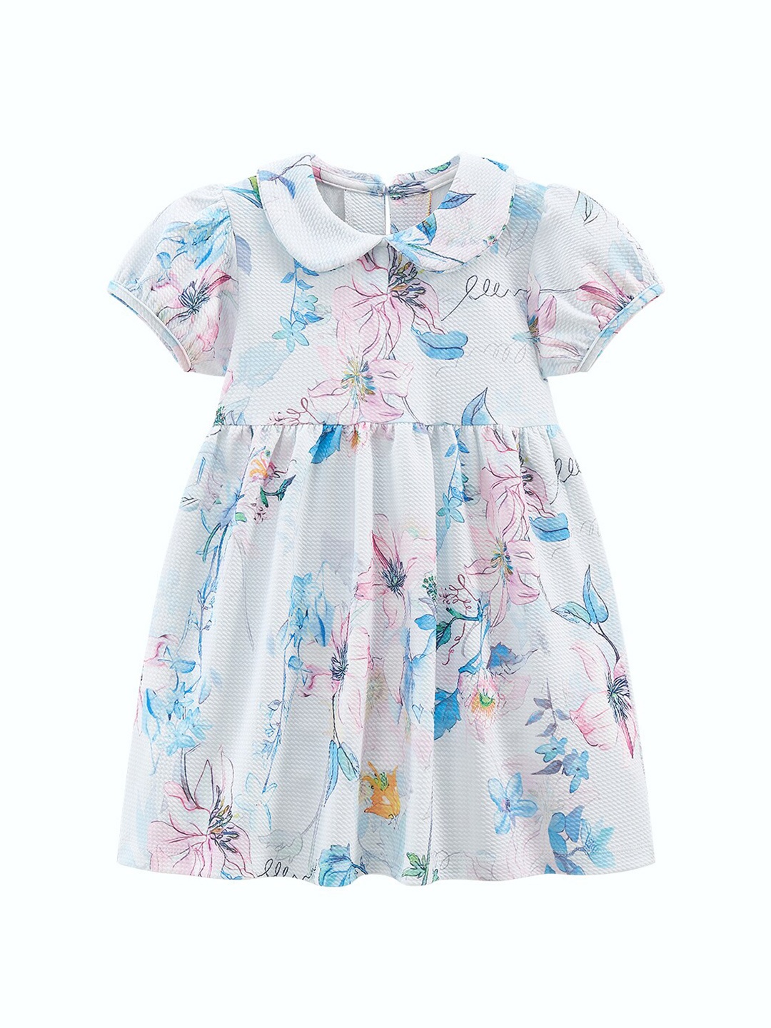 

StyleCast Girls White Floral Print Peter Pan Collar Pure Cotton Fit and Flare Dress