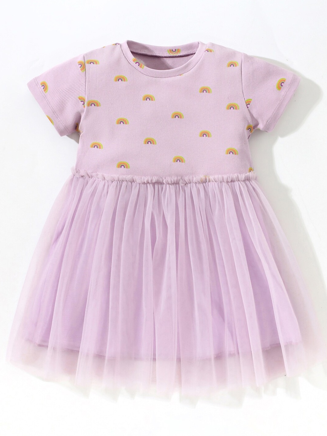 

StyleCast Girls Purple & Orange Printed Pure Cotton Fit and Flare Dress