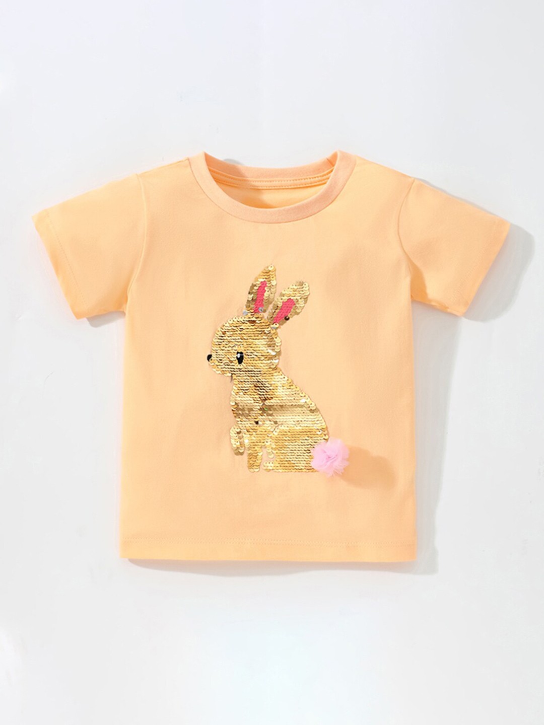 

StyleCast Cotton Round Neck Short Sleeves Graphic Casual Top, Yellow