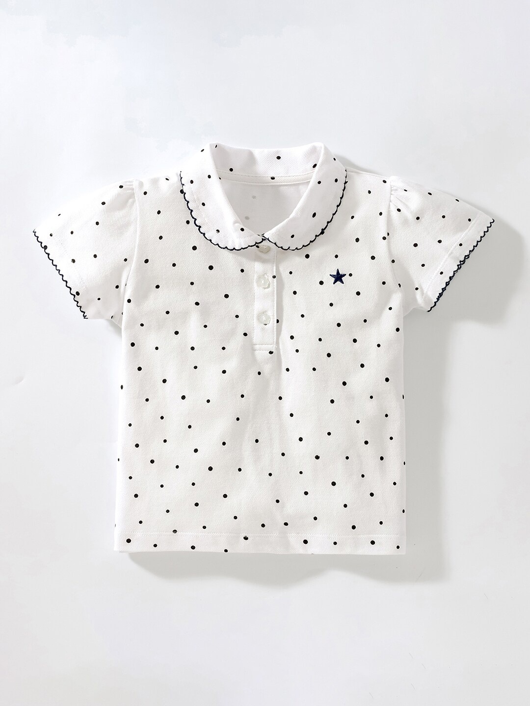 

StyleCast Cotton Shirt Collar Short Sleeves Graphic Casual Top, White