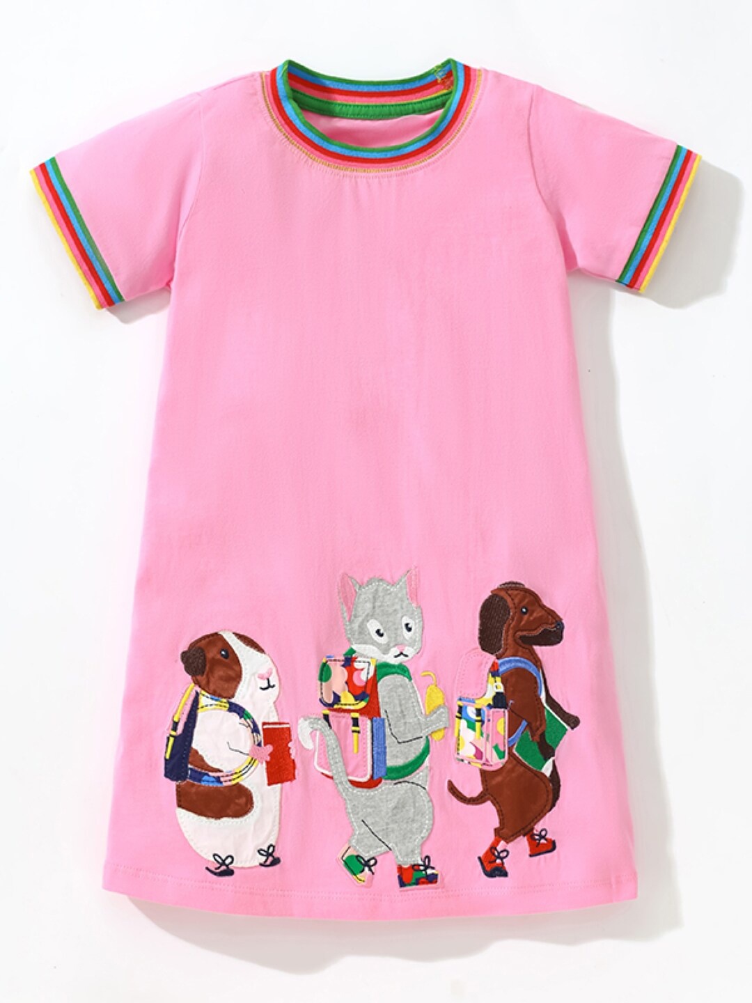 

StyleCast Girls Print Cotton Longline Tshirt, Pink