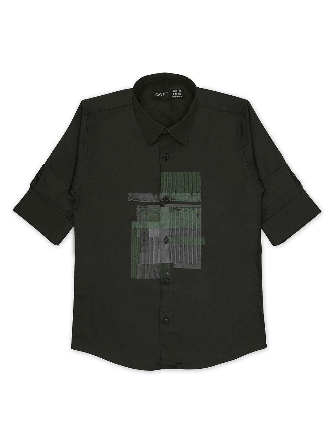 

CAVIO Boys Standard Opaque Casual Shirt, Green