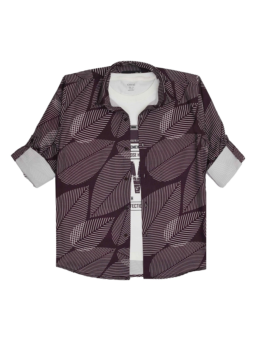 

CAVIO Boys 2 Pcs Standard Floral Opaque Printed Casual Shirt, Violet