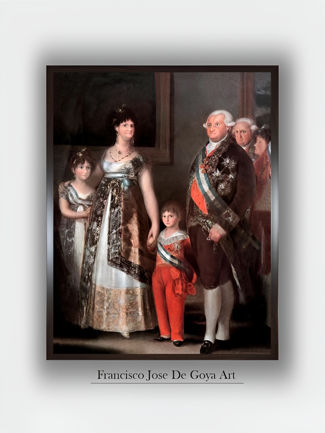 

The Art House Beige & White Family of Spanish King Carlos Wooden Painting Wall Art
