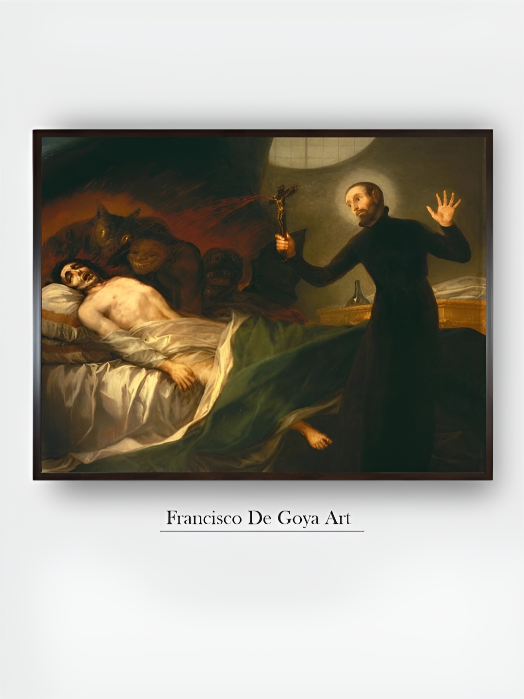 

The Art House Brown Saint Francis Borgia Tending Wooden Painting Wall Art
