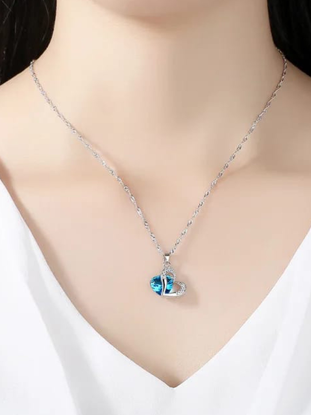 

KRYSTALZ Silver-Plated Stone-Studded Pendant With Chain