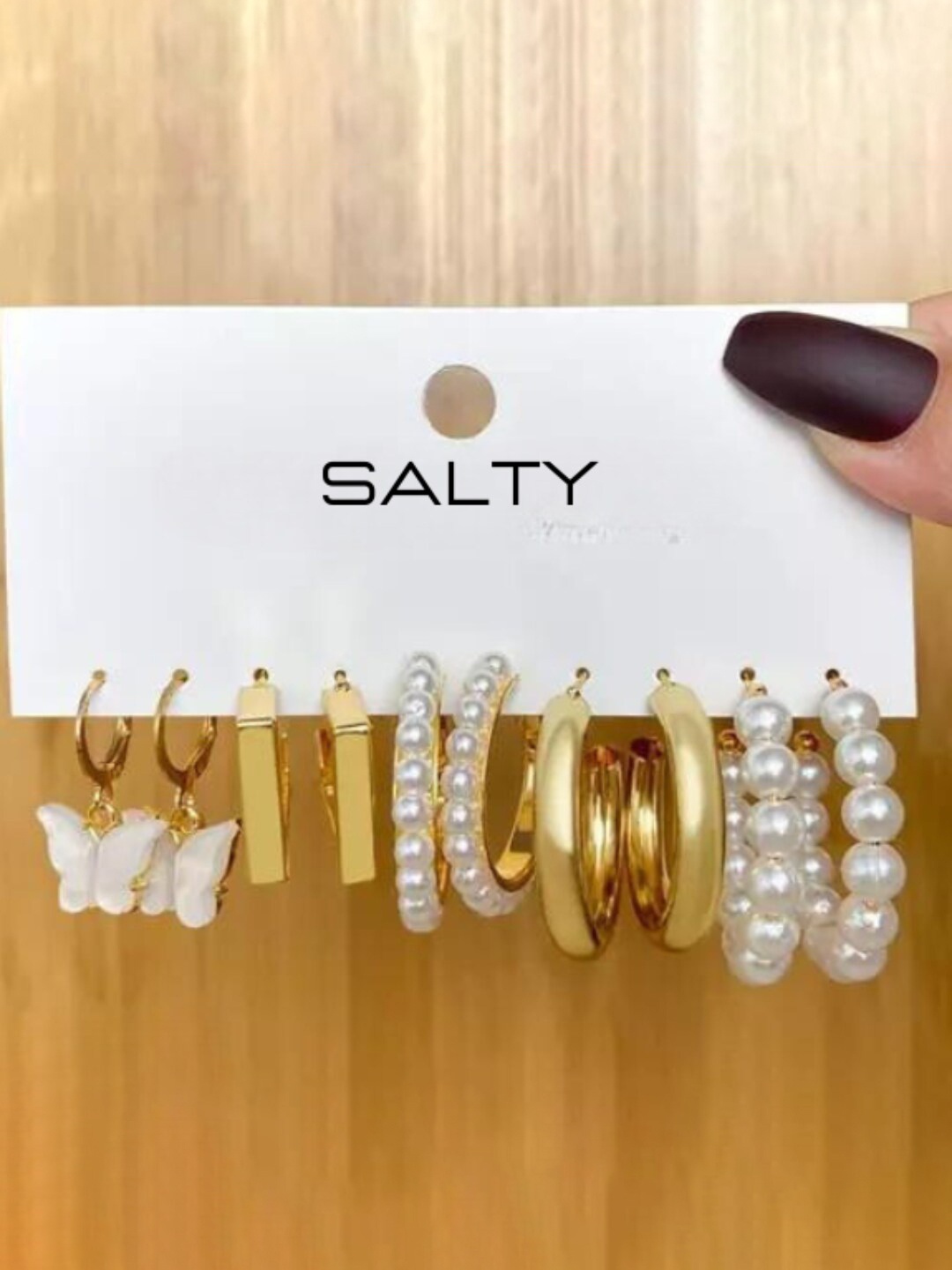 

SALTY Set Of 5 Hoop Earrings, Gold