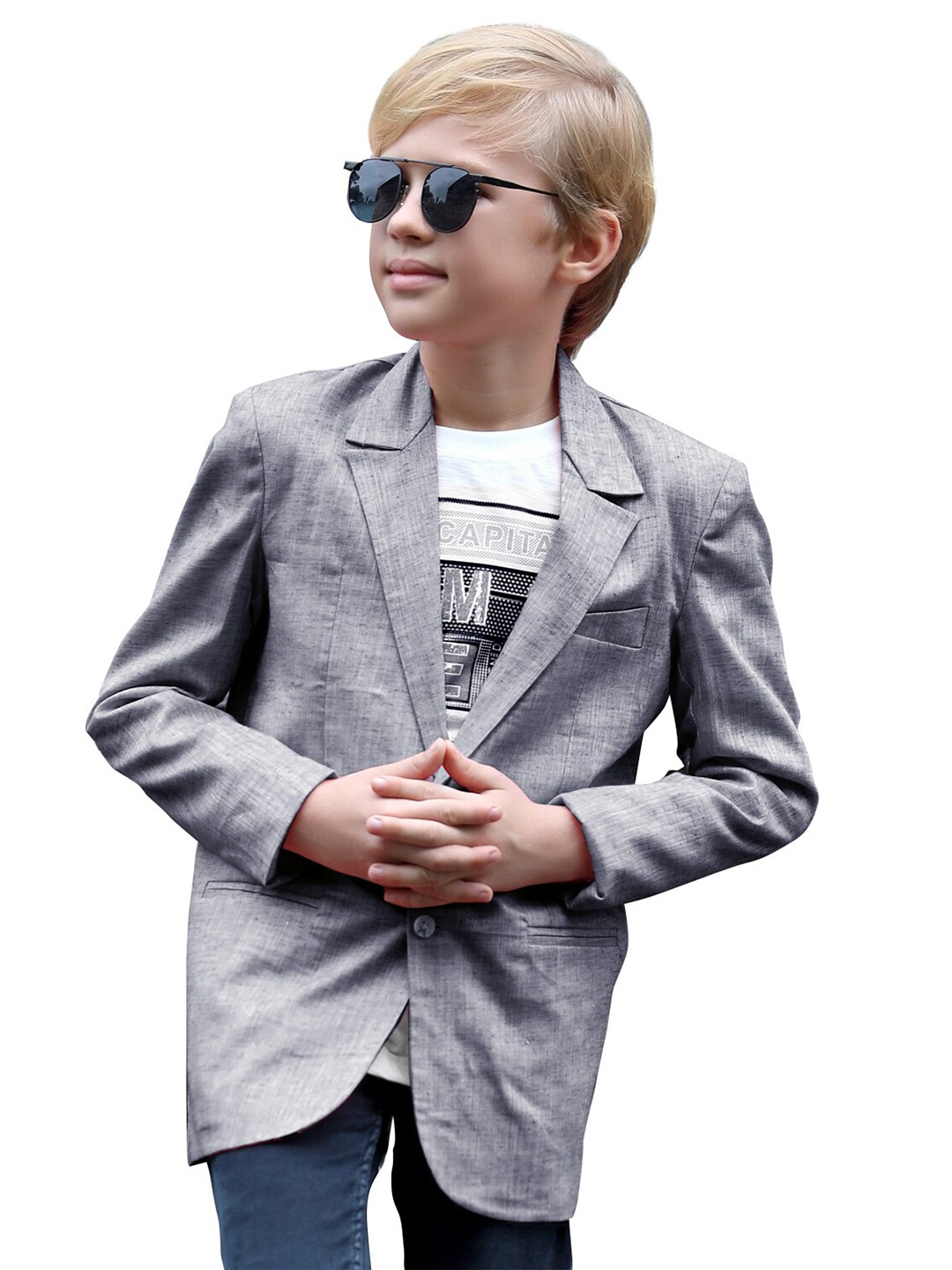 

BAESD Boys Single Breasted Blazer, Grey