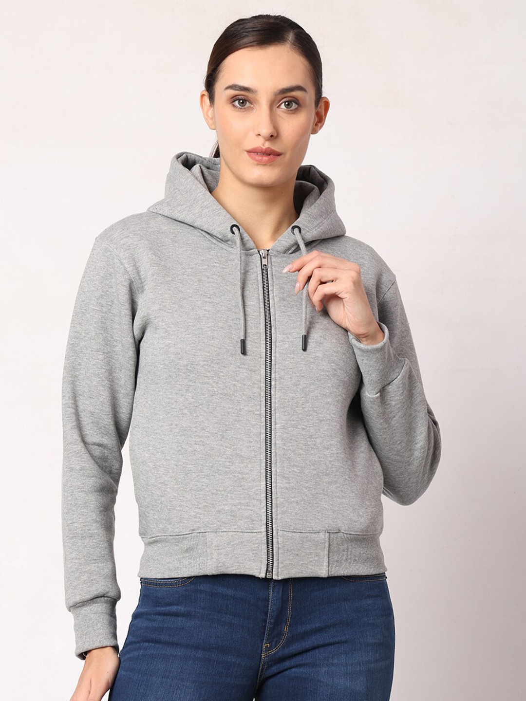 

CL SPORT Hooded Fleece Front-Open Sweatshirt, Grey