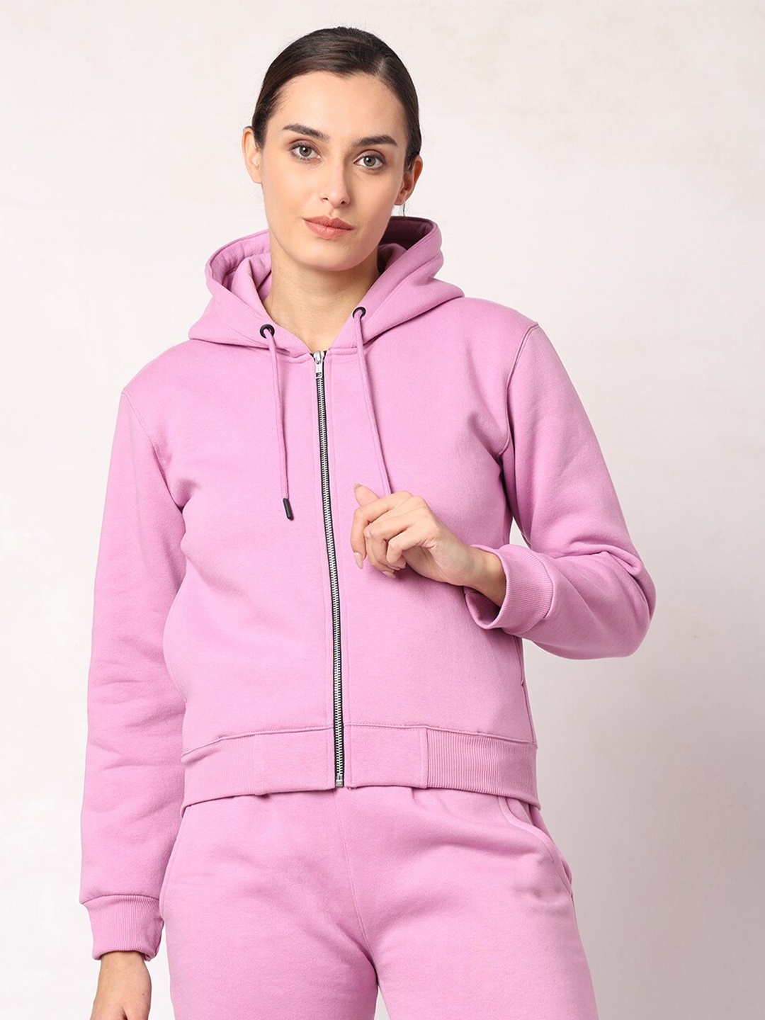 

CL SPORT Hooded Fleece Front-Open Sweatshirt, Pink