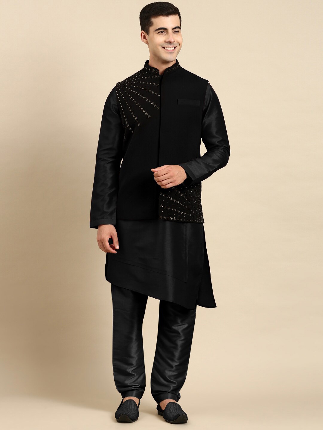 

TheEthnic.Co Embellished Nehru Jacket, Black