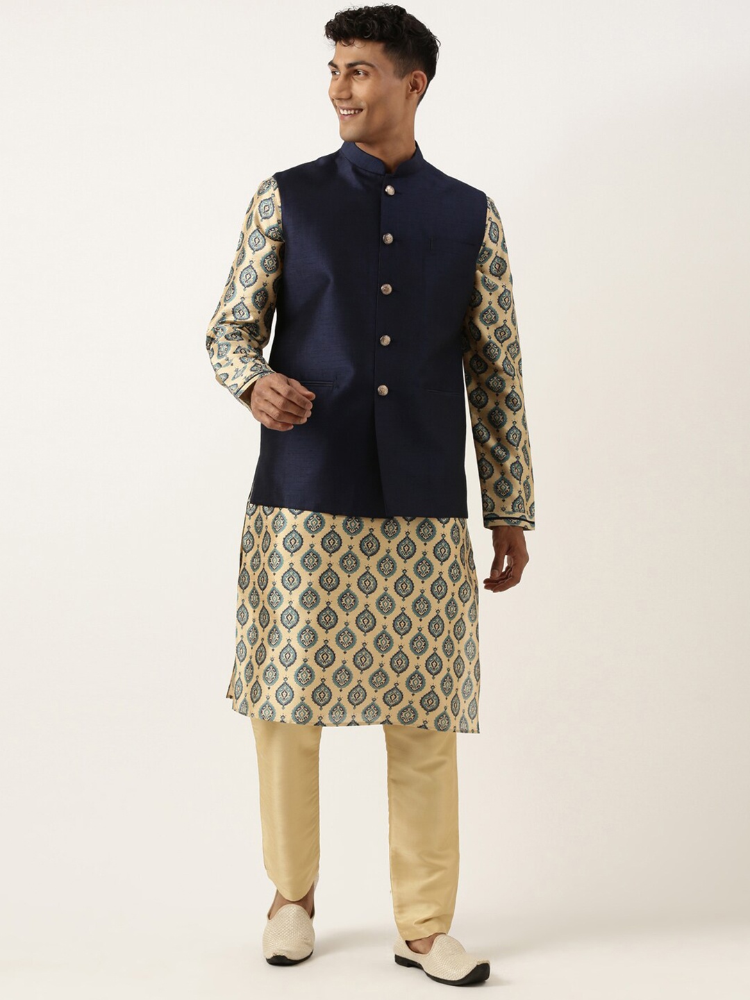 

TheEthnic.Co Mandarin Collar Nehru Jackets, Blue