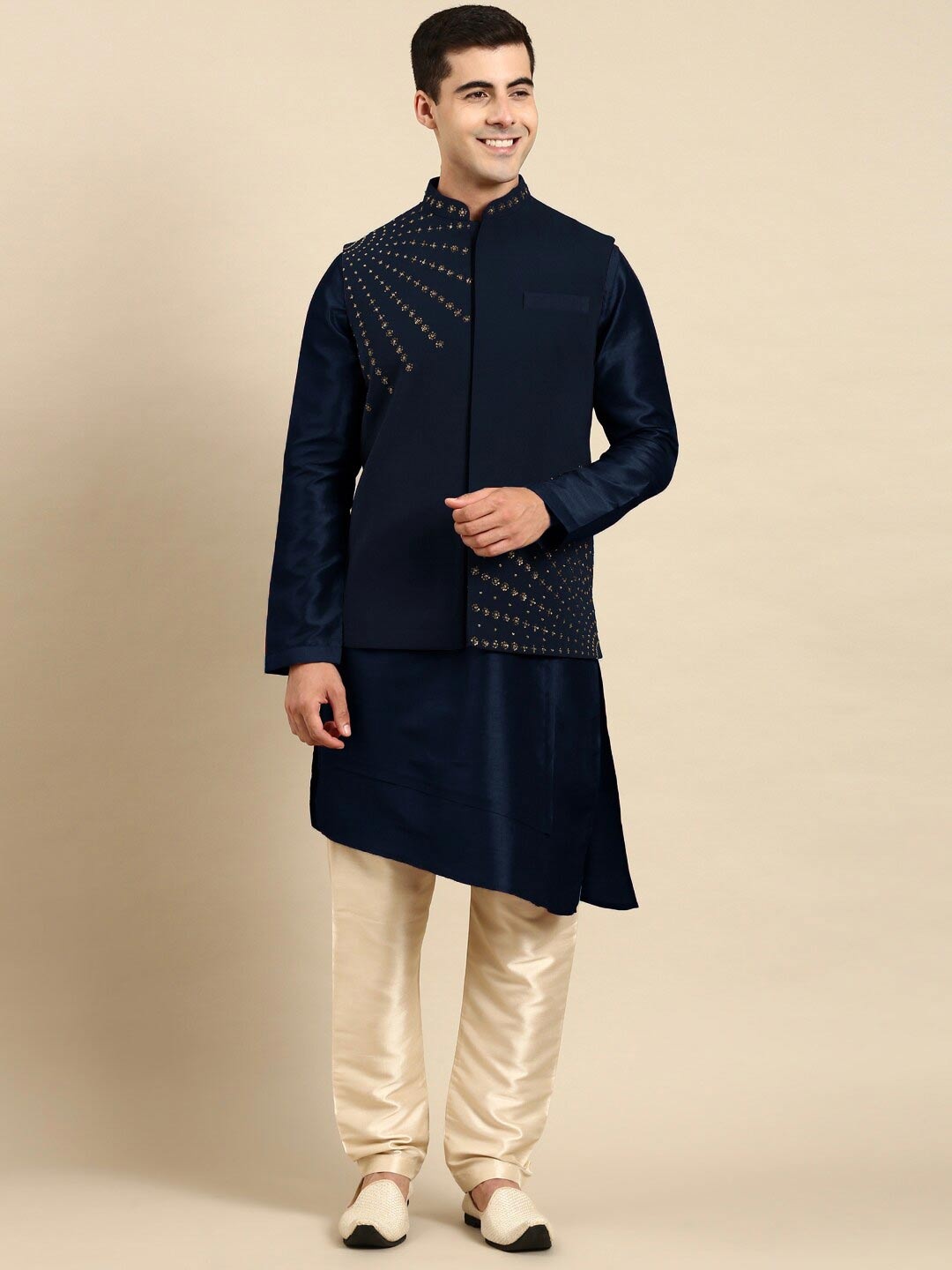 

TheEthnic.Co Embellished Nehru Jacket, Blue