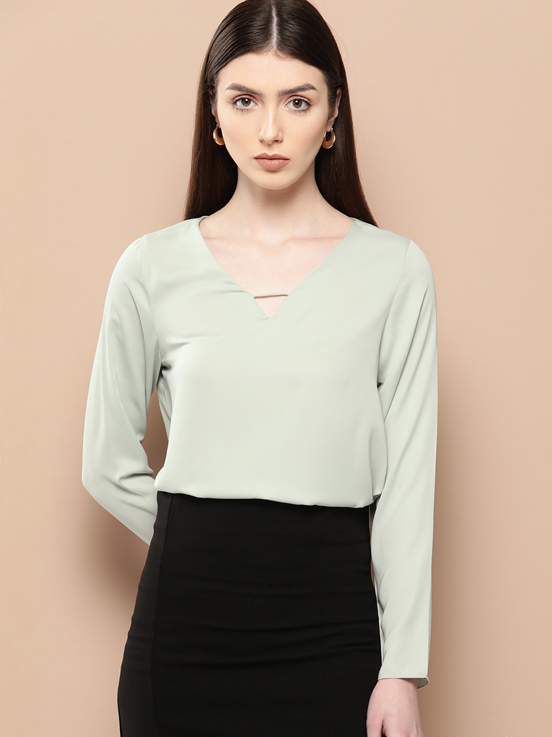 

her by invictus Keyhole Neck Top, Sea green