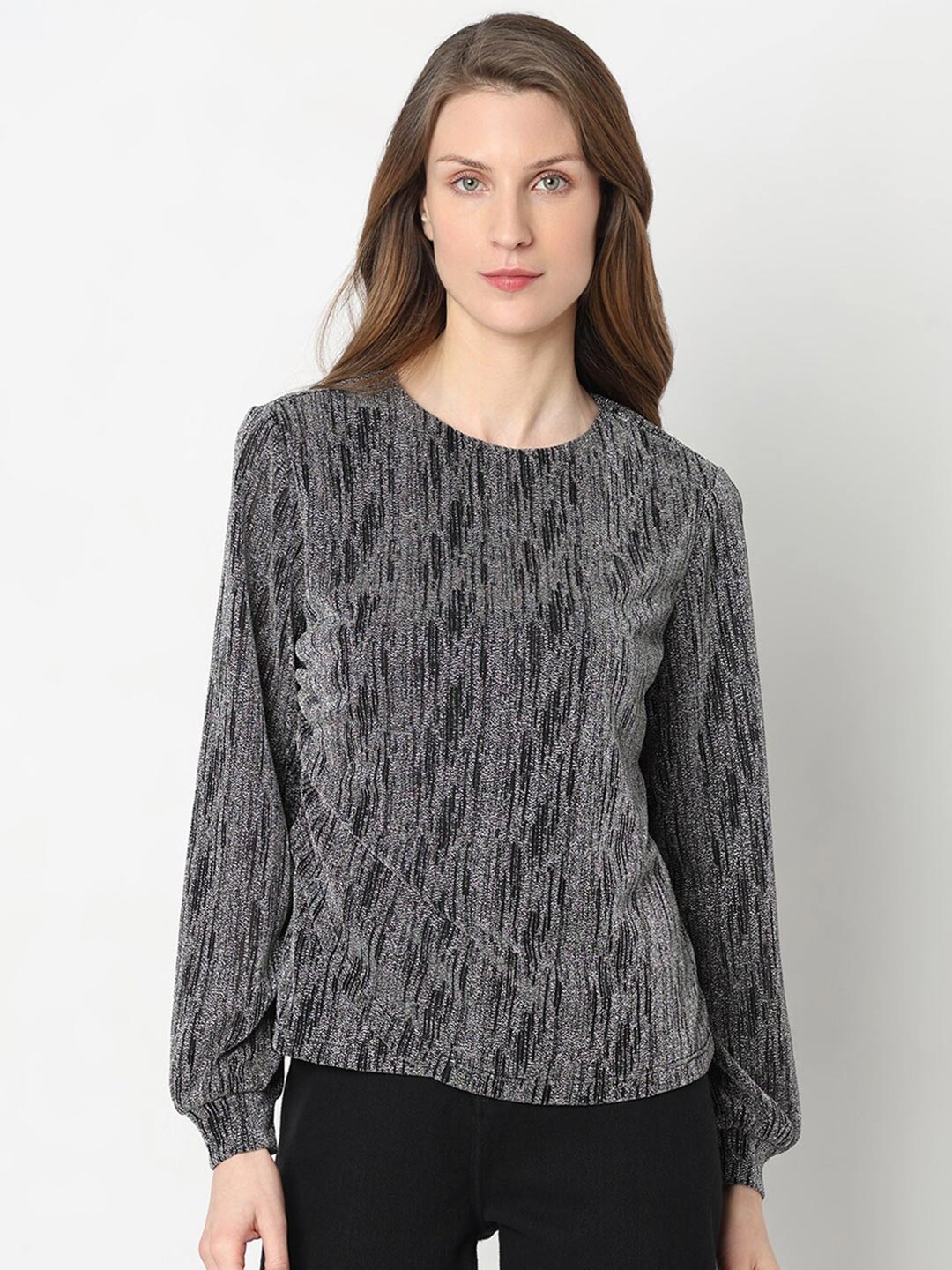 

Vero Moda Sequined Embellished Round Neck Top, Black