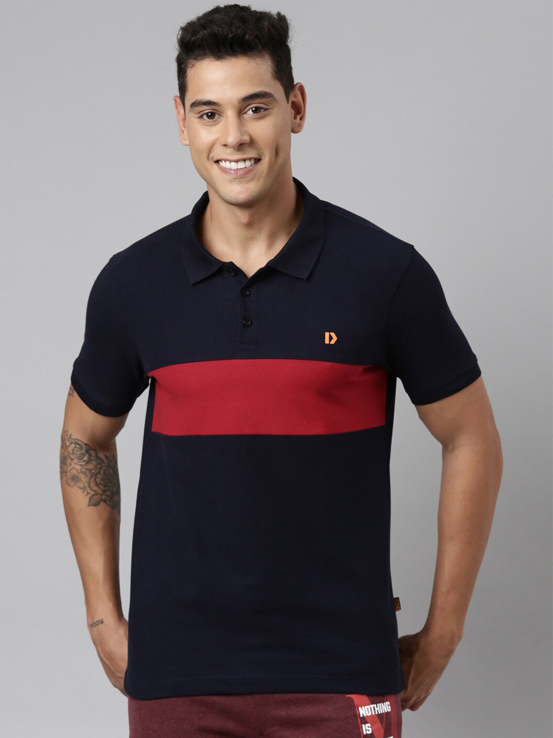 

DIXCY SCOTT Colourblocked Short Sleeves Regular Fit T-shirt, Navy blue