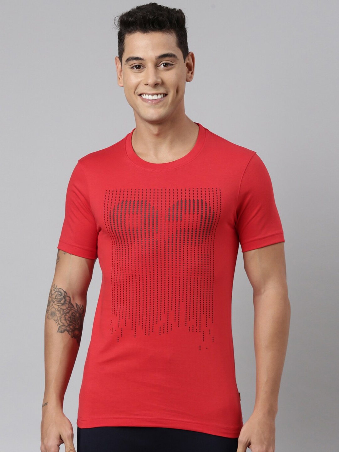 

DIXCY SCOTT Typography Printed Round Neck Cotton Tshirt, Red