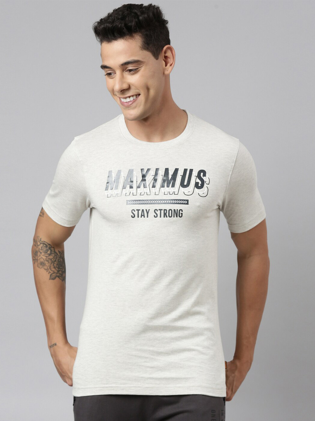 

DIXCY SCOTT Typography Printed Round Neck Cotton Casual T-shirt, Off white