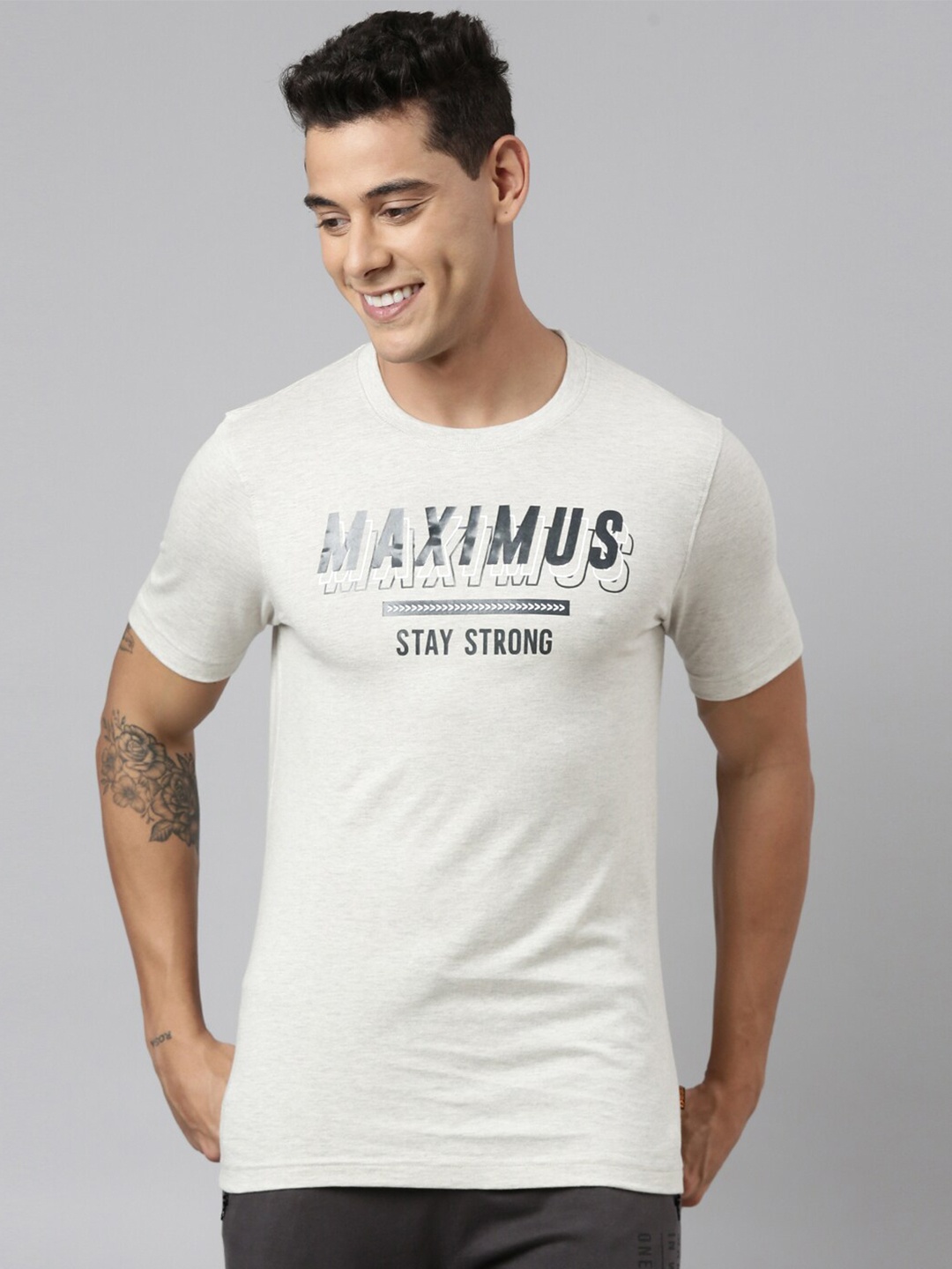 

DIXCY SCOTT Typography Printed Round Collar T-shirt, Off white