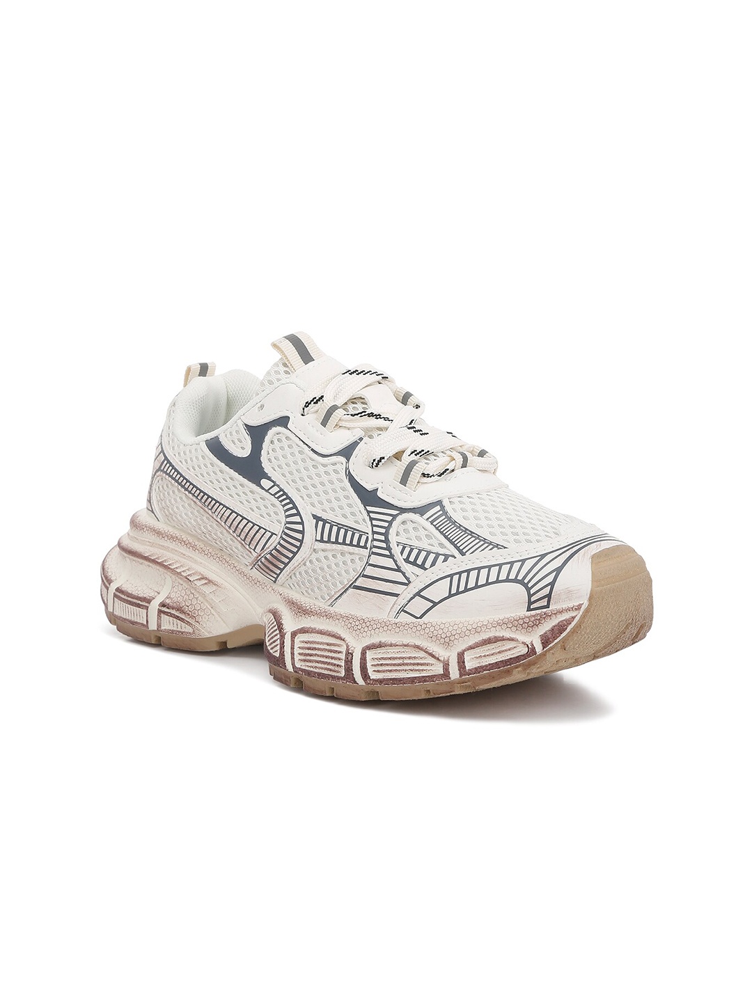 

London Rag Women Textured Pull Tab Chunky Sole Sneakers, White
