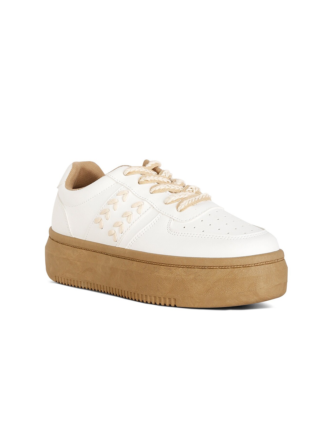 

London Rag Women Perforated Cross Stitch Detail Sneakers, White