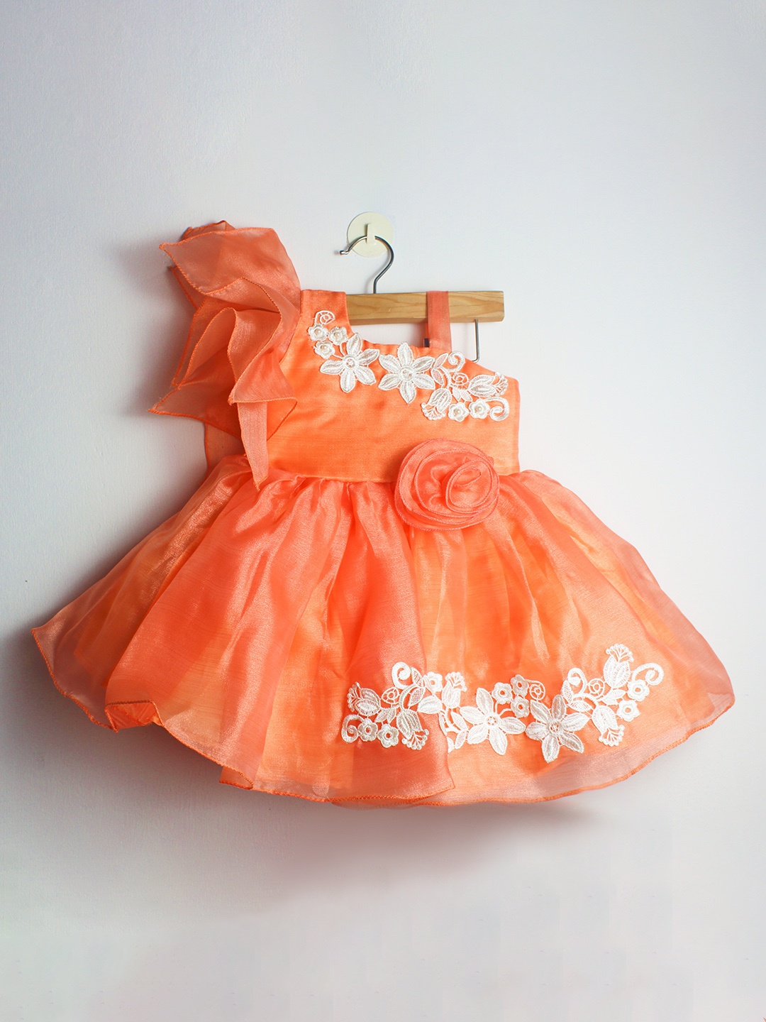 

BAESD Girls Flared Sleeve Fit and Flare Dress, Orange