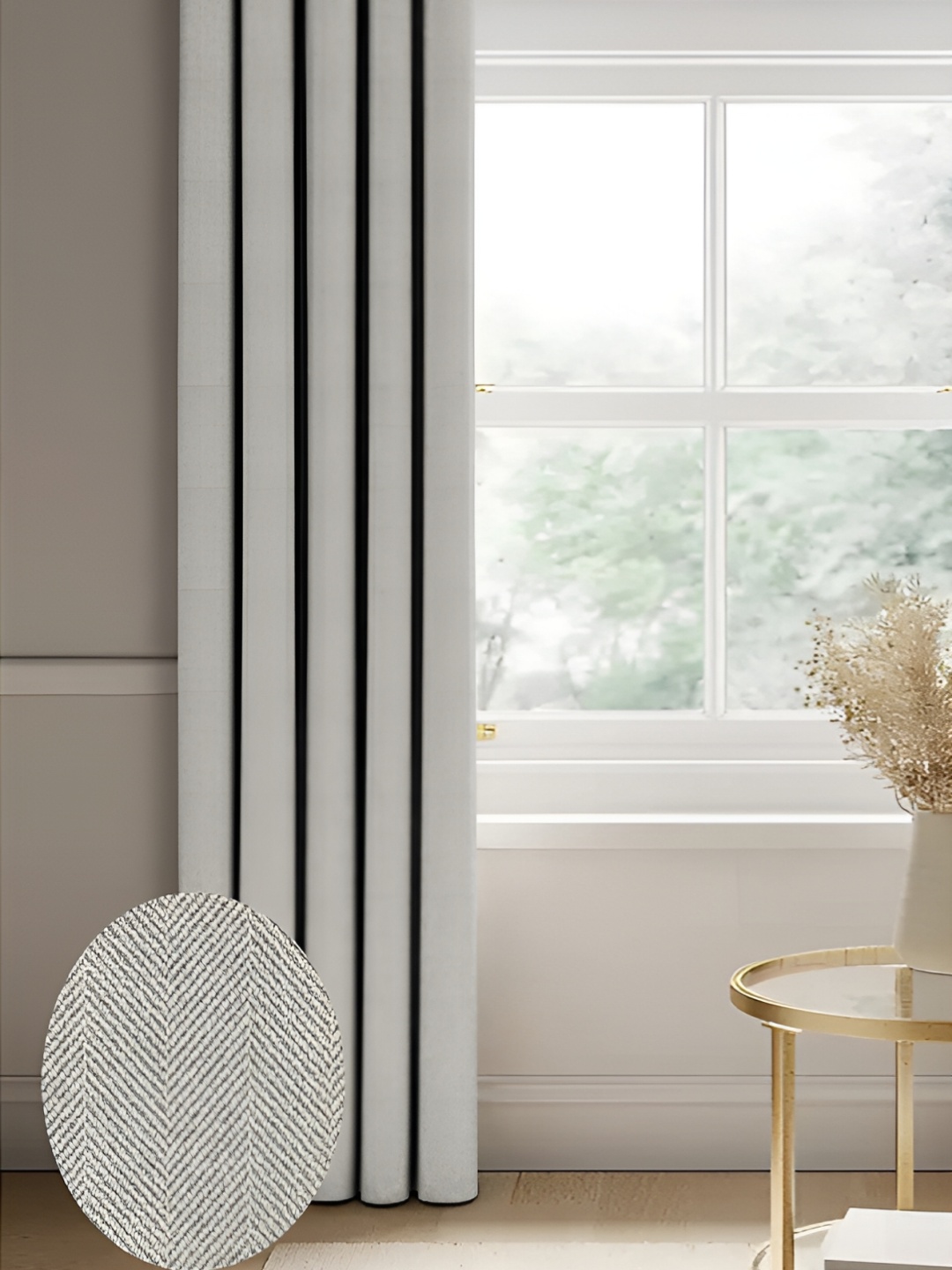 

CASABLEU Grey 2 Pieces Black Out Long Door Curtain