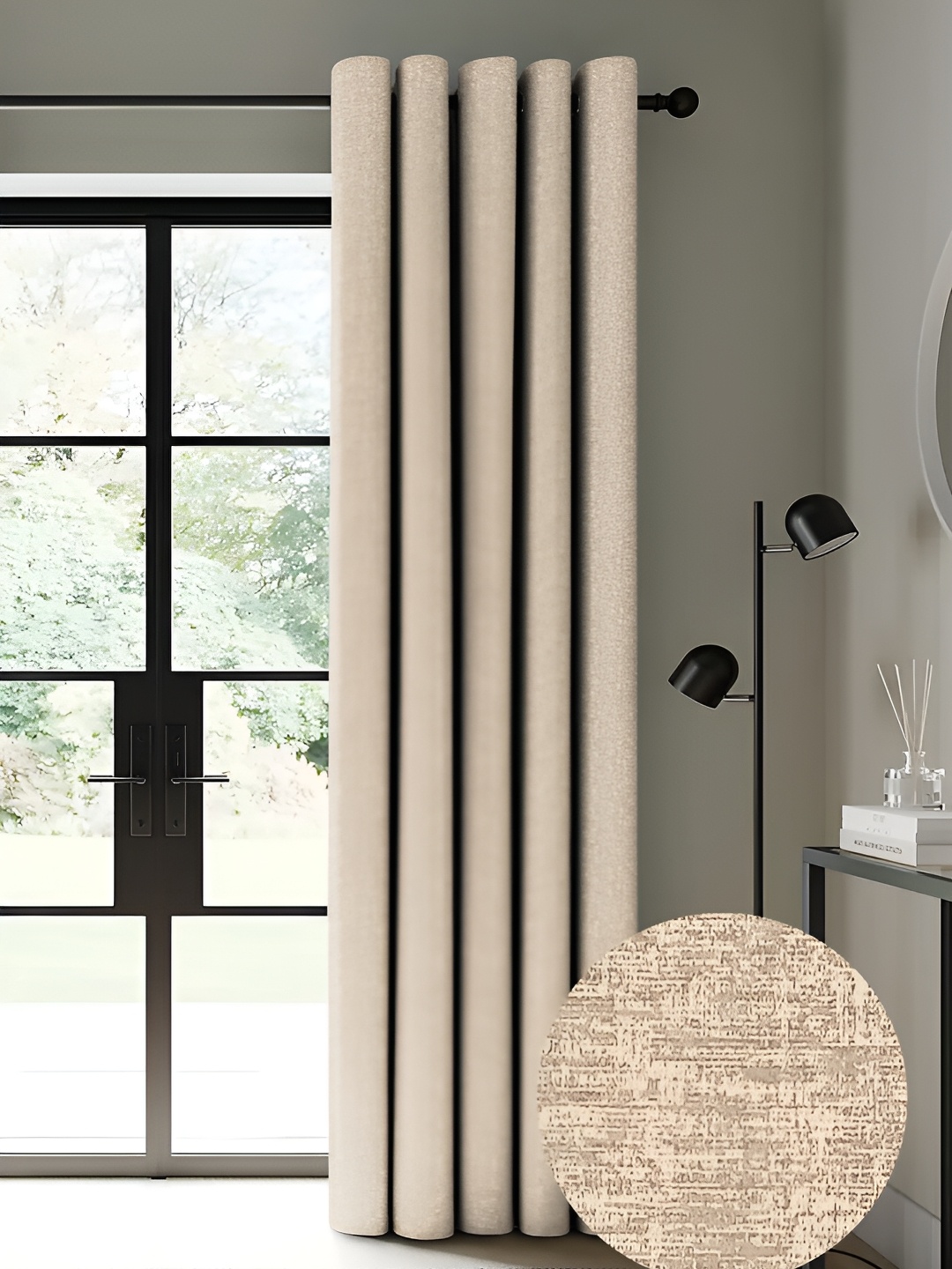CASABLEU Brown 2 Pieces Black Out Long Door Curtain