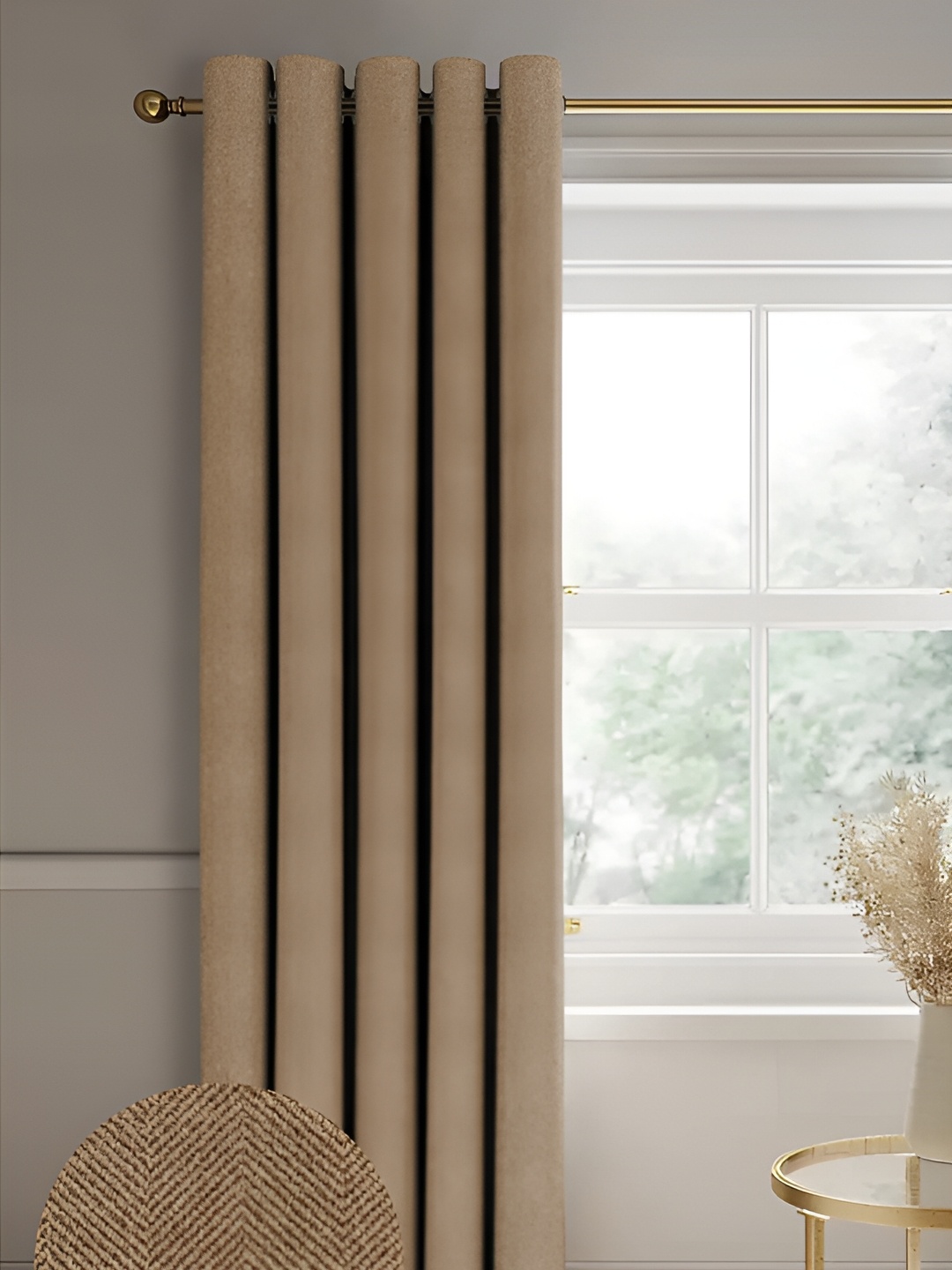 

CASABLEU Coffee Brown 2 Pieces Black Out Door Curtain