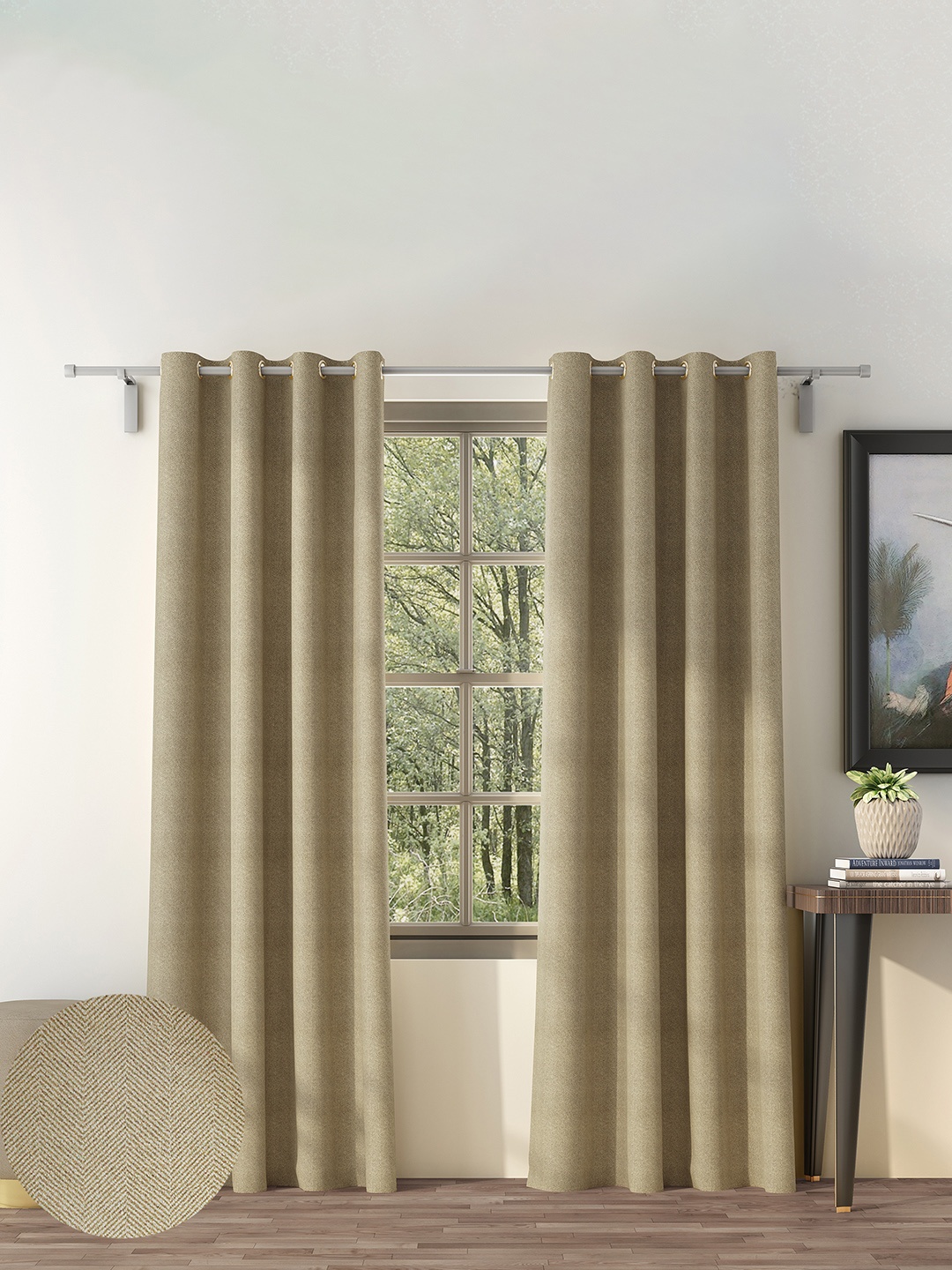 

CASABLEU Brown 2 Pieces Black Out Door Curtain